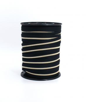 Preview: Endlosreißverschluss metallisiert schwarz/ eisgold (1m)